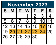 District School Academic Calendar for Project Restore for November 2023