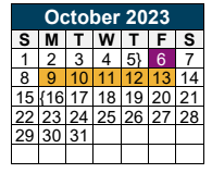 District School Academic Calendar for Sorters Mill Elementary School for October 2023
