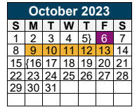 District School Academic Calendar for Valley Ranch Elementary for October 2023