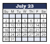 District School Academic Calendar for Parker Elementary School for July 2023