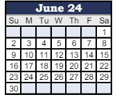 District School Academic Calendar for Parker Elementary School for June 2024