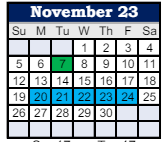 District School Academic Calendar for Parker Elementary School for November 2023