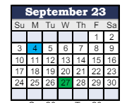 District School Academic Calendar for Parker Elementary School for September 2023