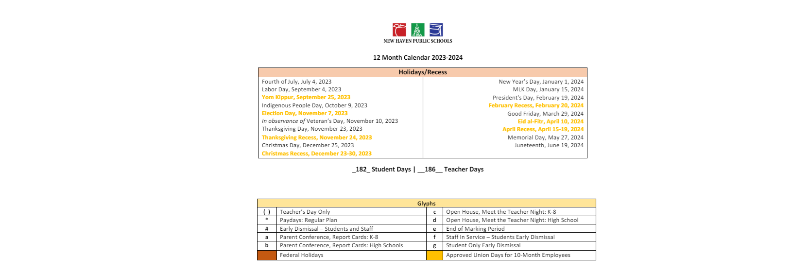 District School Academic Calendar Key for Christopher Columbus Academy