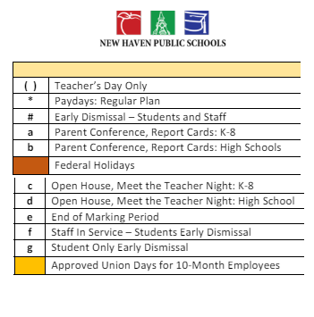 District School Academic Calendar Legend for Christopher Columbus Academy