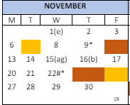 District School Academic Calendar for Christopher Columbus Academy for November 2023