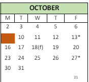 District School Academic Calendar for Christopher Columbus Academy for October 2023