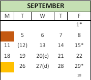District School Academic Calendar for Christopher Columbus Academy for September 2023
