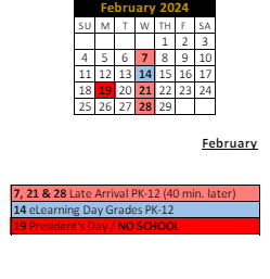 District School Academic Calendar for Hinkle Creek Elementary Sch for February 2024