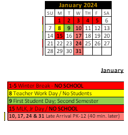 District School Academic Calendar for Hinkle Creek Elementary Sch for January 2024