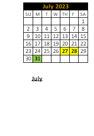 District School Academic Calendar for Hinkle Creek Elementary Sch for July 2023