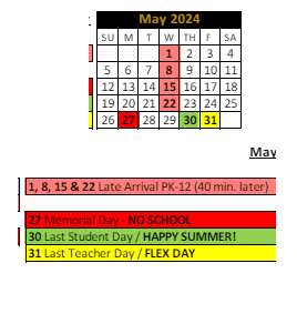 District School Academic Calendar for Hinkle Creek Elementary Sch for May 2024