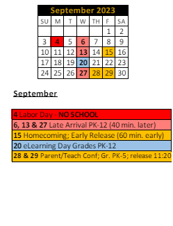 District School Academic Calendar for Hinkle Creek Elementary Sch for September 2023