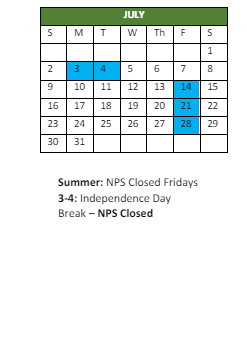 District School Academic Calendar for Larrymore ELEM. for July 2023