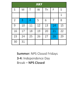 District School Academic Calendar for Tidewater Park ELEM. for July 2023