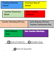 District School Academic Calendar Legend for Larrymore ELEM.