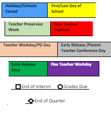 District School Academic Calendar Legend for Tidewater Park ELEM.