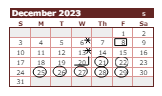 District School Academic Calendar for Grant Elementary School for December 2023