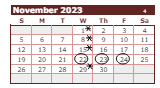 District School Academic Calendar for Grant Elementary School for November 2023