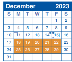 District School Academic Calendar for Bernard Harris Middle for December 2023