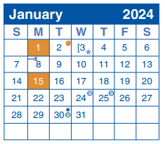 District School Academic Calendar for Ridgeview Elementary School for January 2024