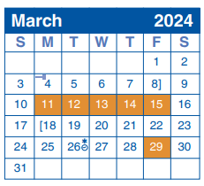 District School Academic Calendar for Bulverde Creek for March 2024