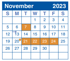 District School Academic Calendar for Reagan High School for November 2023