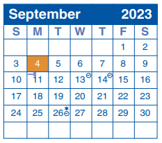 District School Academic Calendar for Huebner Elementary School for September 2023