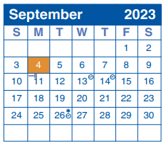 District School Academic Calendar for Jackson Keller Elementary School for September 2023