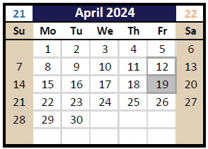 District School Academic Calendar for Northview Elementary for April 2024