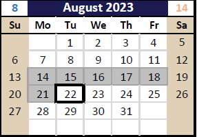District School Academic Calendar for Northview Elementary for August 2023