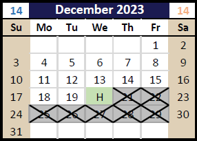District School Academic Calendar for Northview Elementary for December 2023