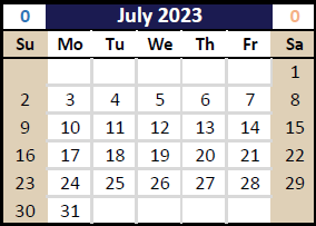 District School Academic Calendar for Northview Elementary for July 2023