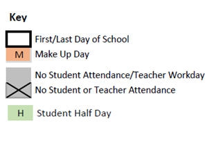 District School Academic Calendar Legend for Northview Elementary