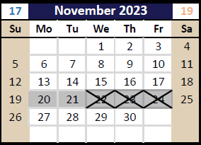 District School Academic Calendar for Northview Elementary for November 2023