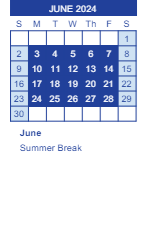 District School Academic Calendar for Parkview Intermediate School for June 2024