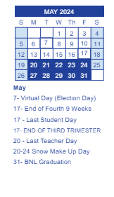 District School Academic Calendar for Parkview Intermediate School for May 2024