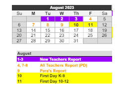 District School Academic Calendar for Osgood Elementary School for August 2023