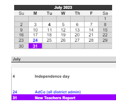 District School Academic Calendar for Osgood Elementary School for July 2023