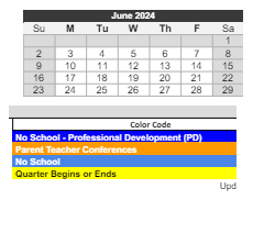 District School Academic Calendar for Osgood Elementary School for June 2024