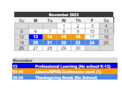 District School Academic Calendar for Osgood Elementary School for November 2023