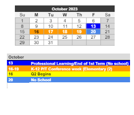 District School Academic Calendar for Osgood Elementary School for October 2023