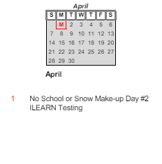 District School Academic Calendar for Dubois Middle School for April 2024