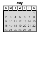 District School Academic Calendar for Dubois Middle School for July 2023