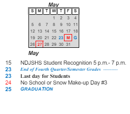 District School Academic Calendar for Dubois Middle School for May 2024
