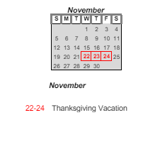 District School Academic Calendar for Dubois Middle School for November 2023