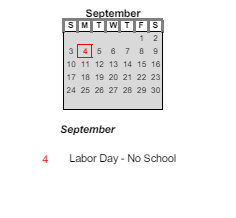 District School Academic Calendar for Dubois Middle School for September 2023
