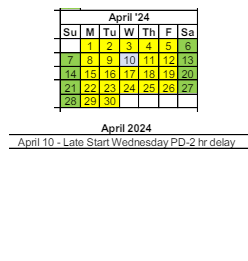District School Academic Calendar for Ossian Elementary for April 2024