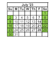 District School Academic Calendar for Ossian Elementary for July 2023
