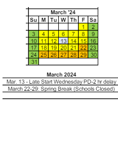 District School Academic Calendar for Ossian Elementary for March 2024
